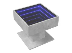 Mesa de centro y LED madera ingeniería gris hormigón 50x50x45cm