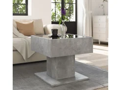 Mesa de centro y LED madera ingeniería gris hormigón 50x50x45cm