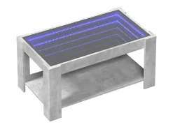 Mesa de centro y LED madera ingeniería gris hormigón 93x53x45cm