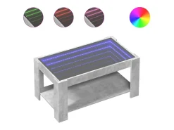 Mesa de centro y LED madera ingeniería gris hormigón 93x53x45cm