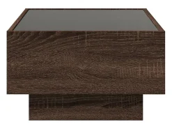 Mesa de centro y LED madera ingeniería marrón roble 70x50x30 cm