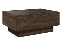 Mesa de centro y LED madera ingeniería marrón roble 70x50x30 cm