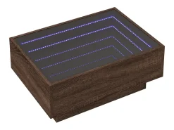 Mesa de centro y LED madera ingeniería marrón roble 70x50x30 cm