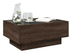 Mesa de centro y LED madera ingeniería marrón roble 70x50x30 cm