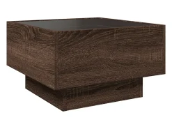Mesa de centro y LED madera ingeniería marrón roble 50x50x30 cm
