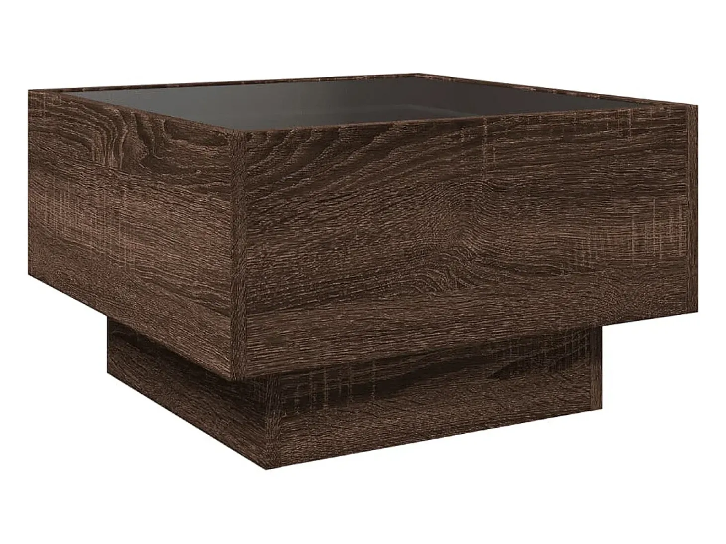 Mesa de centro y LED madera ingeniería marrón roble 50x50x30 cm