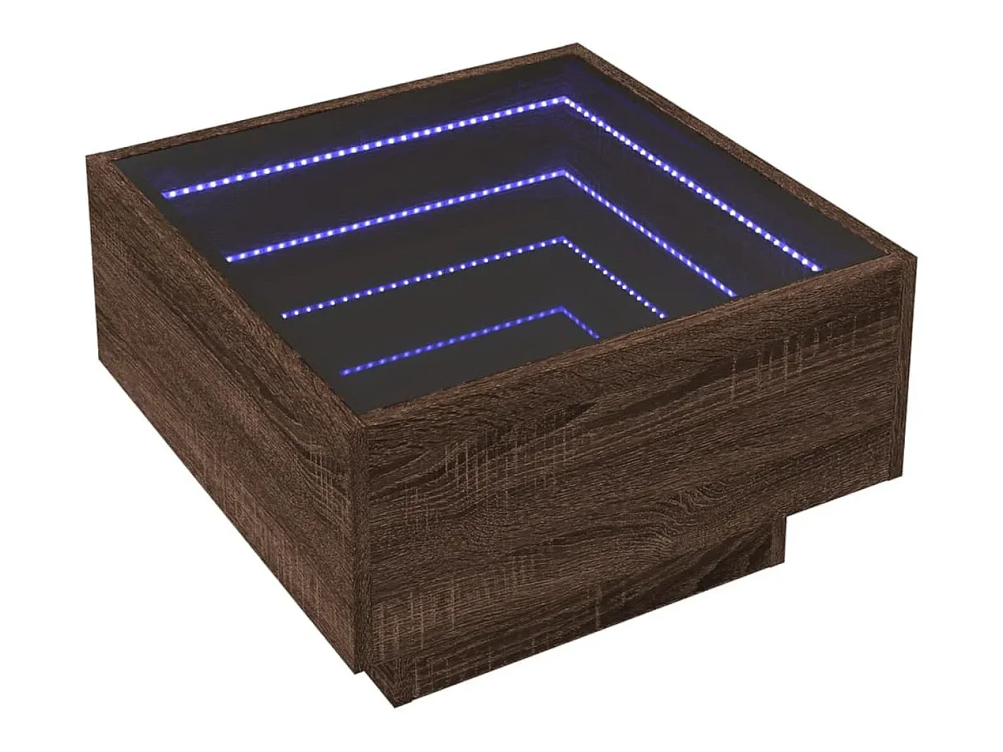 Mesa de centro y LED madera ingeniería marrón roble 50x50x30 cm