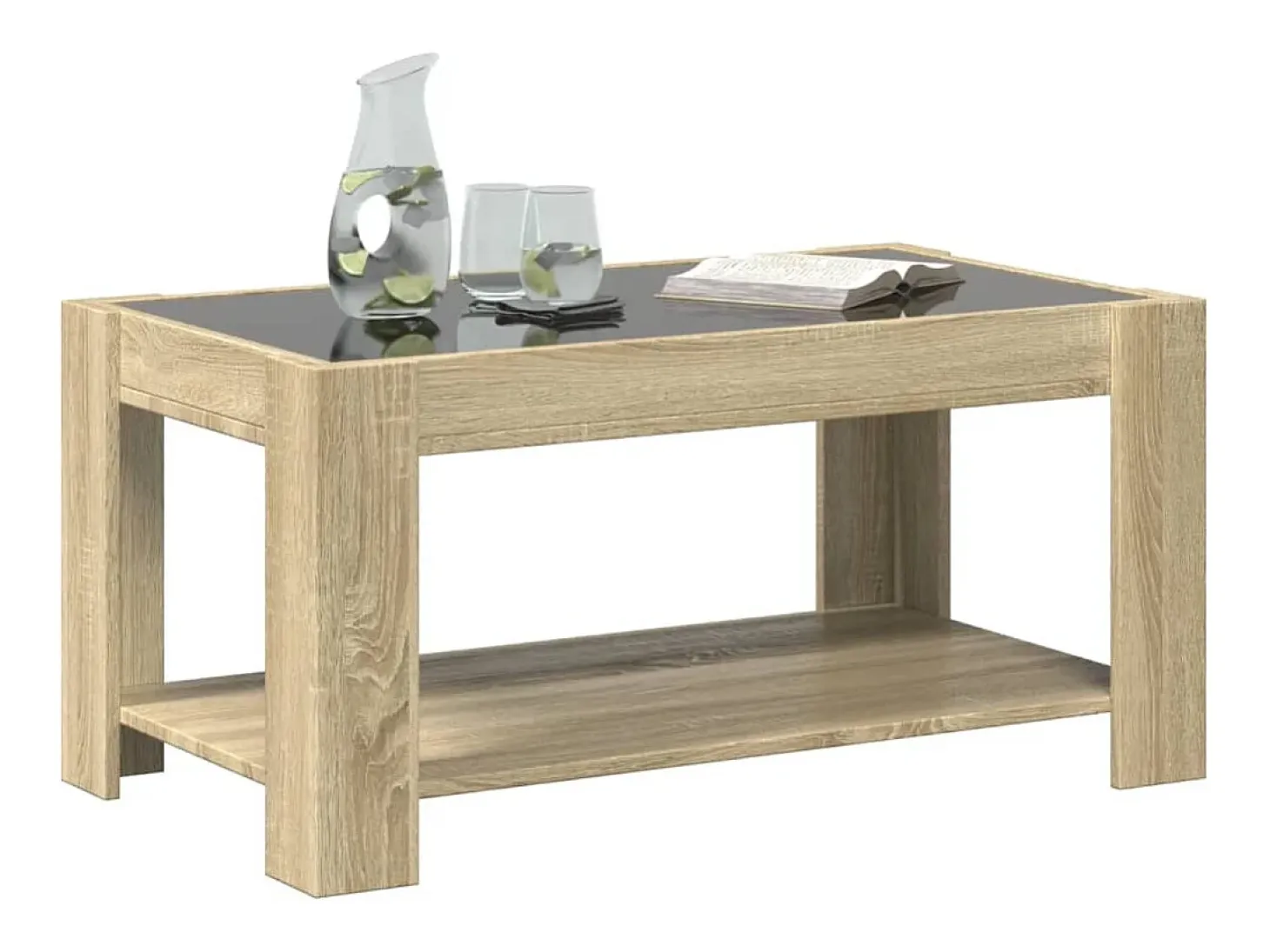 Mesa de centro y LED madera ingeniería roble Sonoma 93x53x45 cm