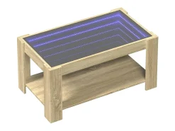 Mesa de centro y LED madera ingeniería roble Sonoma 93x53x45 cm