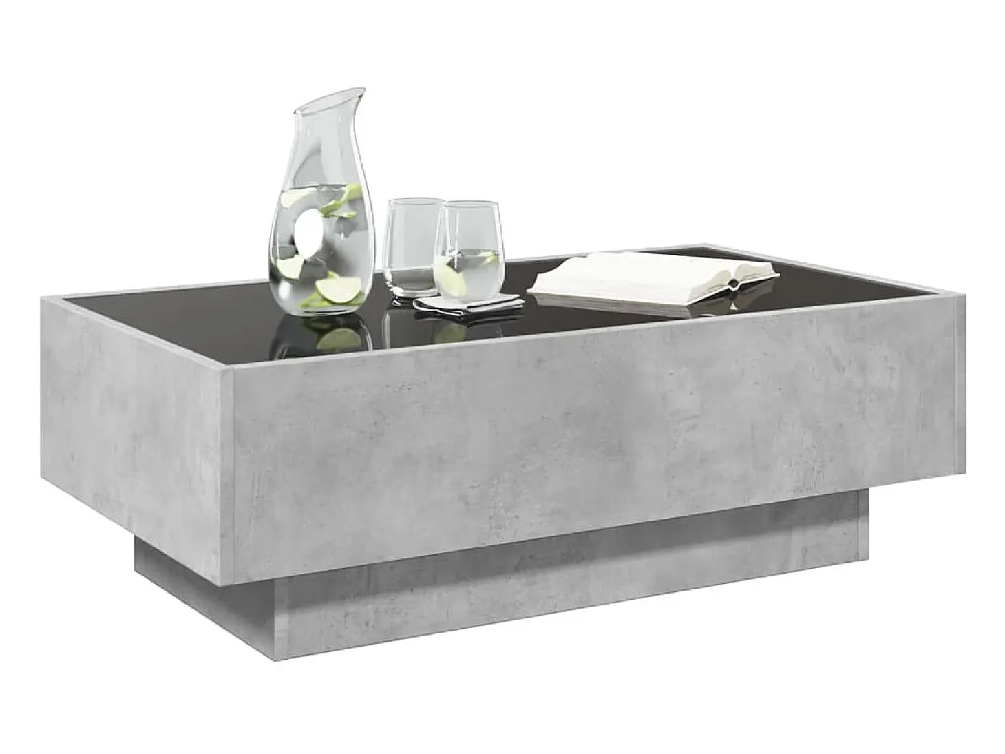 Mesa de centro y LED madera ingeniería gris hormigón 90x50x30cm