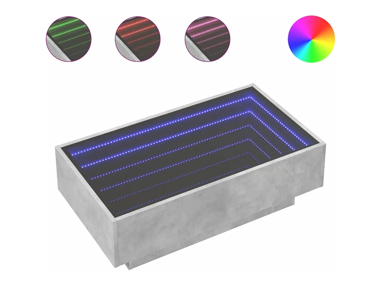 Mesa de centro y LED madera ingeniería gris hormigón 90x50x30cm