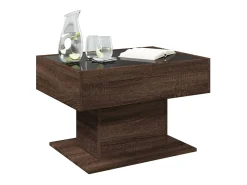 Mesa de centro y LED madera ingeniería marrón roble 70x50x45 cm