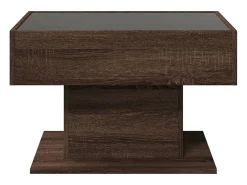Mesa de centro y LED madera ingeniería marrón roble 70x50x45 cm