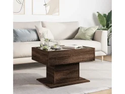 Mesa de centro y LED madera ingeniería marrón roble 70x50x45 cm