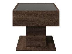 Mesa de centro y LED madera ingeniería marrón roble 70x50x45 cm