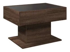 Mesa de centro y LED madera ingeniería marrón roble 70x50x45 cm