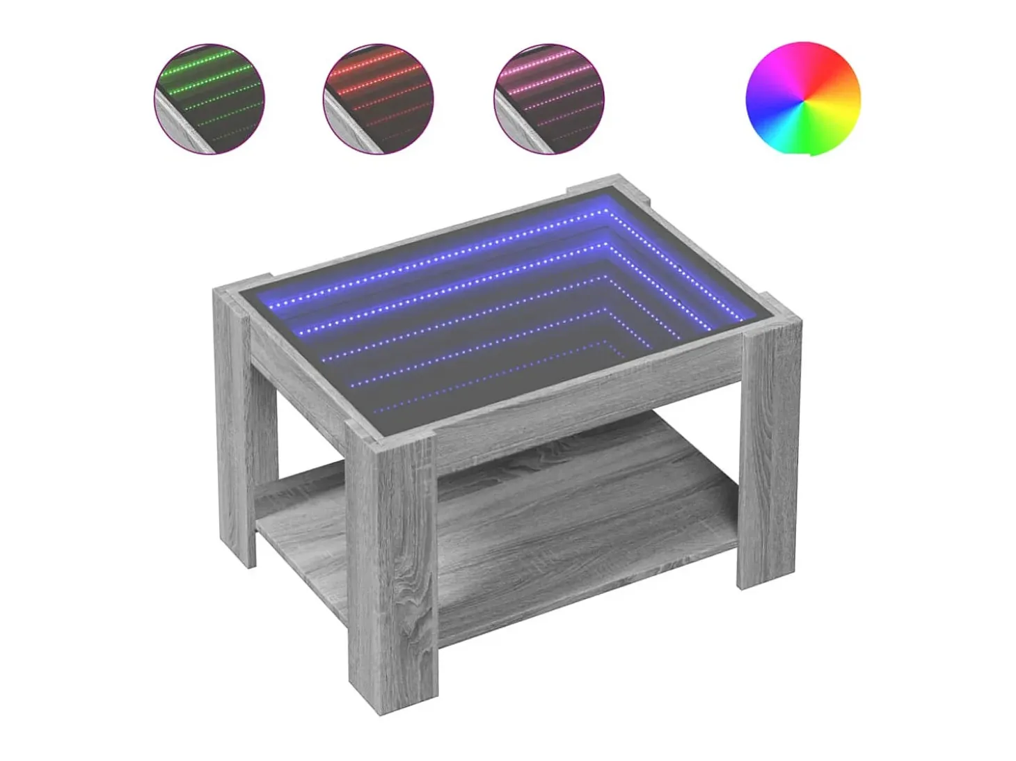 Mesa de centro y LED madera ingeniería gris Sonoma 73x53x45 cm