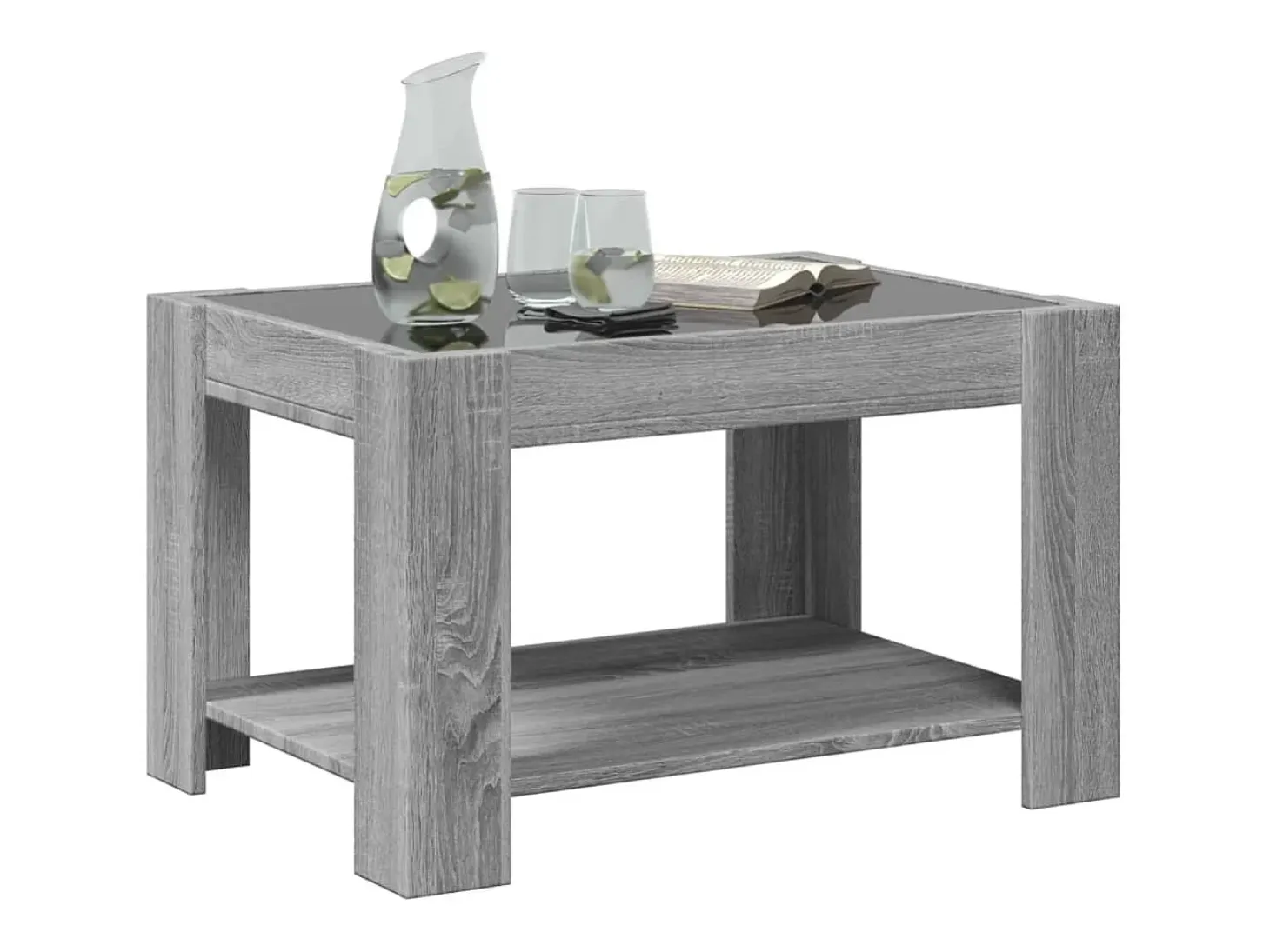 Mesa de centro y LED madera ingeniería gris Sonoma 73x53x45 cm