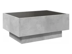 Mesa de centro y LED madera ingeniería gris hormigón 70x50x30cm
