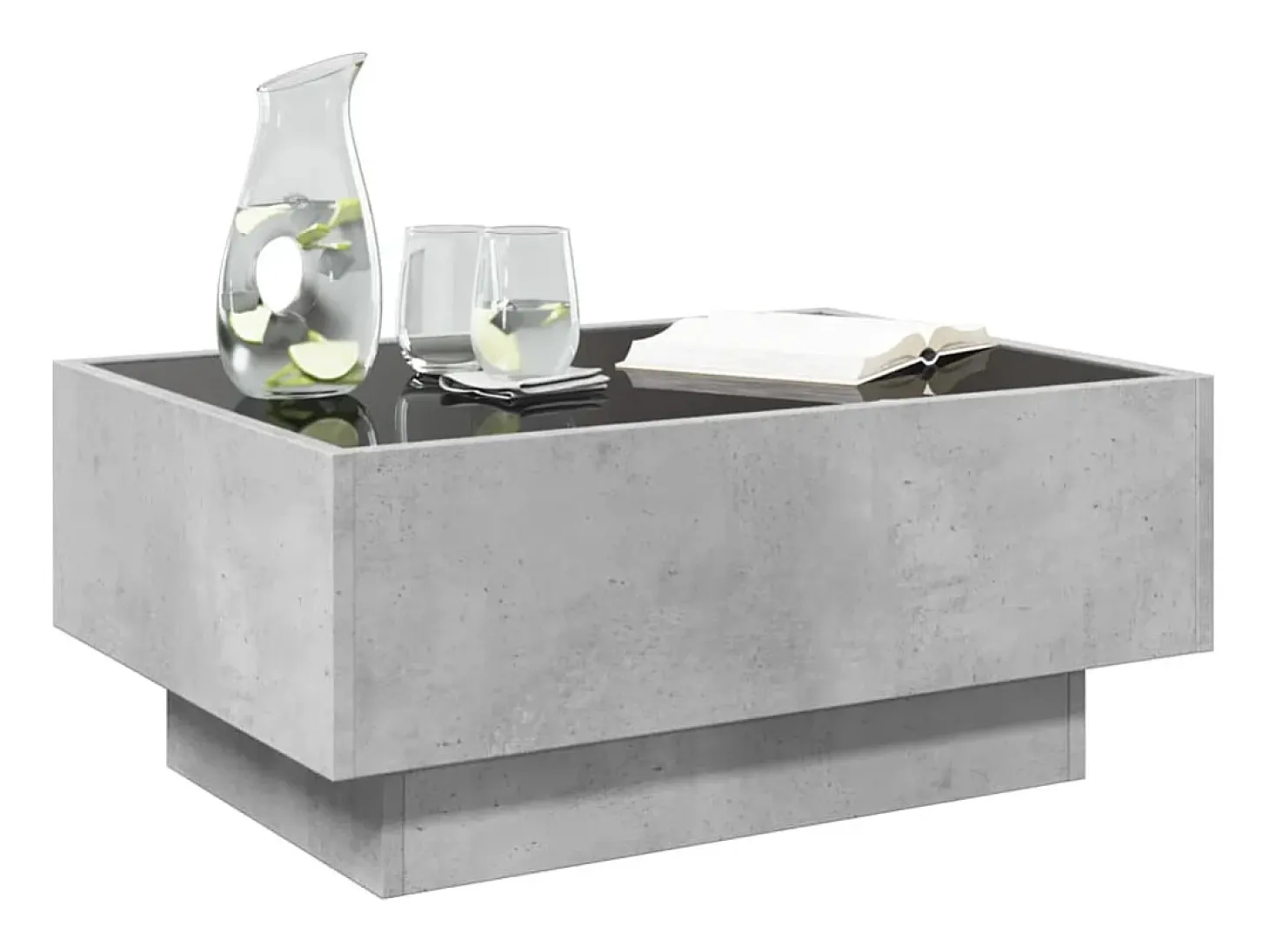 Mesa de centro y LED madera ingeniería gris hormigón 70x50x30cm
