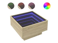 Mesa de centro y LED madera ingeniería roble Sonoma 50x50x30 cm
