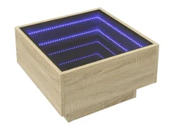 Mesa de centro y LED madera ingeniería roble Sonoma 50x50x30 cm