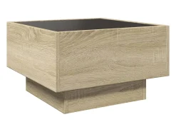 Mesa de centro y LED madera ingeniería roble Sonoma 50x50x30 cm