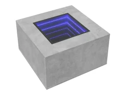 Mesa de centro y LED madera ingeniería gris hormigón 60x60x40cm