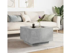 Mesa de centro y LED madera ingeniería gris hormigón 60x60x40cm