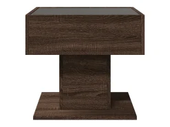 Mesa de centro y LED madera ingeniería marrón roble 50x50x45 cm