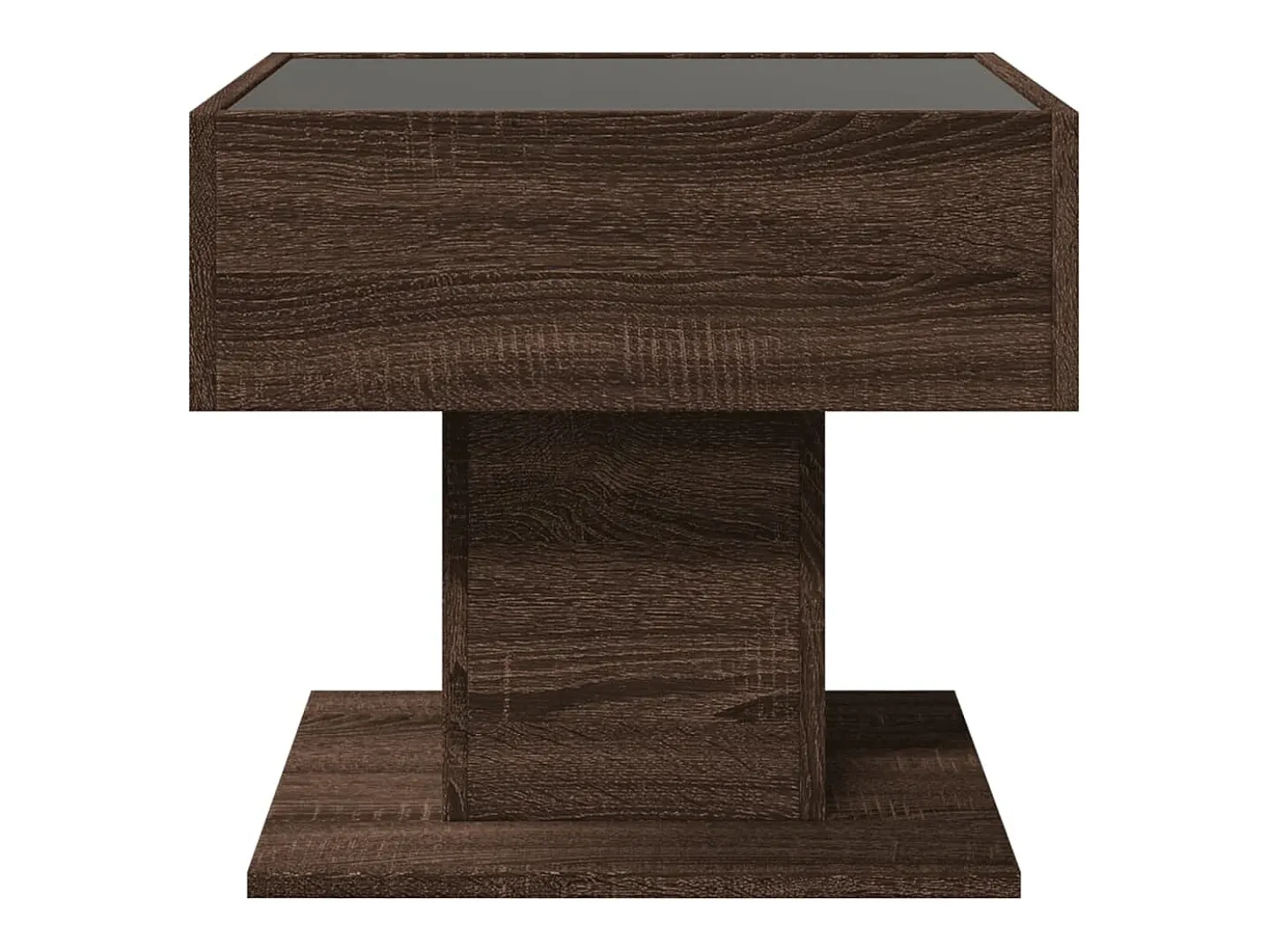 Mesa de centro y LED madera ingeniería marrón roble 50x50x45 cm