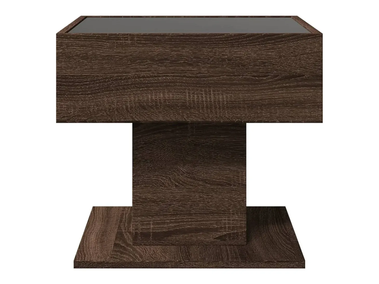 Mesa de centro y LED madera ingeniería marrón roble 50x50x45 cm