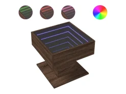 Mesa de centro y LED madera ingeniería marrón roble 50x50x45 cm