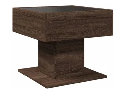 Mesa de centro y LED madera ingeniería marrón roble 50x50x45 cm