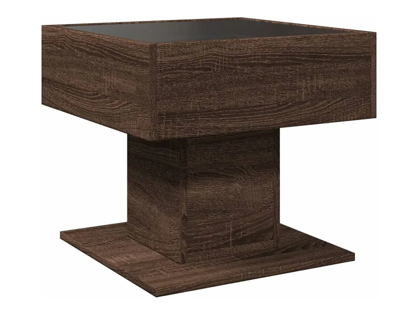 Mesa de centro y LED madera ingeniería marrón roble 50x50x45 cm