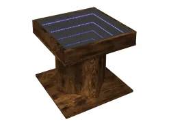 Mesa de centro y LED madera ingeniería roble ahumado 50x50x45cm