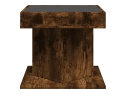 Mesa de centro y LED madera ingeniería roble ahumado 50x50x45cm
