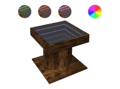Mesa de centro y LED madera ingeniería roble ahumado 50x50x45cm
