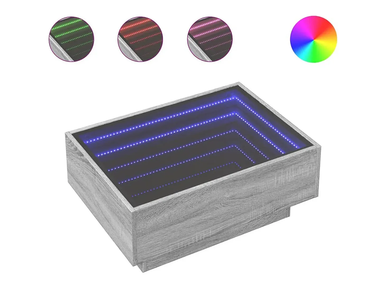 Mesa de centro y LED madera ingeniería gris Sonoma 70x50x30 cm