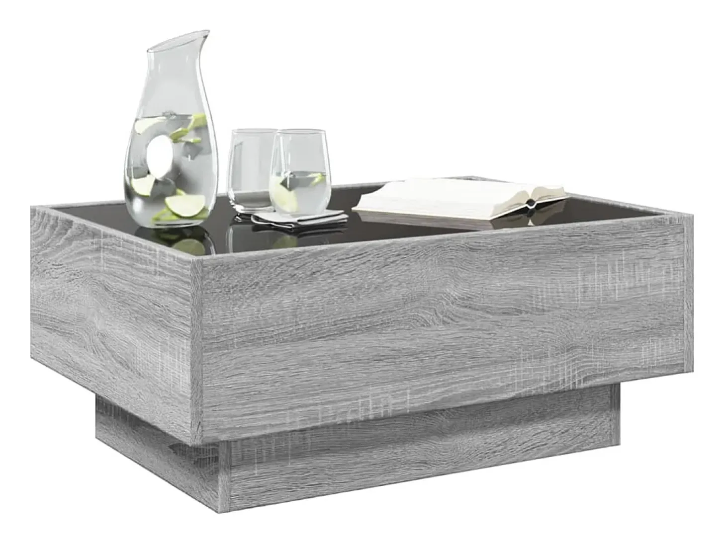 Mesa de centro y LED madera ingeniería gris Sonoma 70x50x30 cm