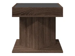 Mesa de centro y LED madera ingeniería marrón roble 50x50x45 cm