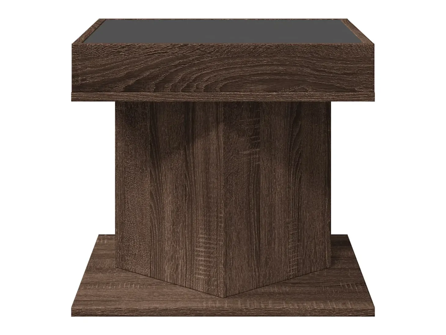 Mesa de centro y LED madera ingeniería marrón roble 50x50x45 cm