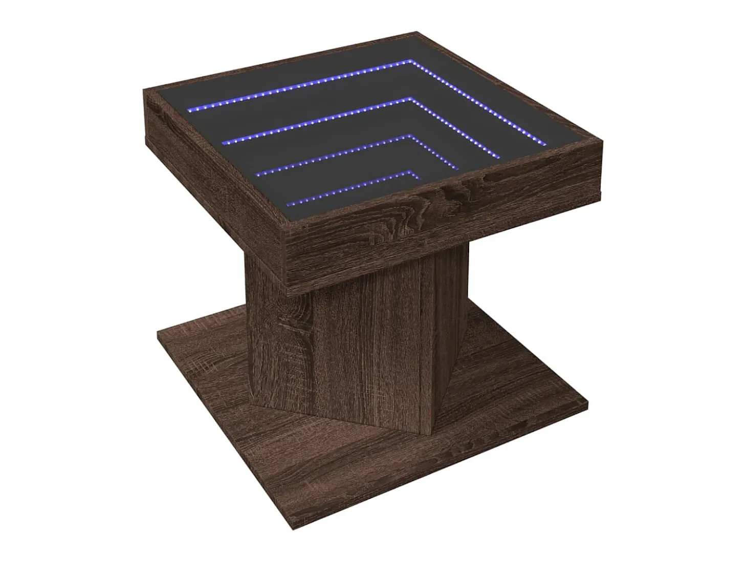 Mesa de centro y LED madera ingeniería marrón roble 50x50x45 cm