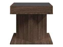 Mesa de centro y LED madera ingeniería marrón roble 50x50x45 cm