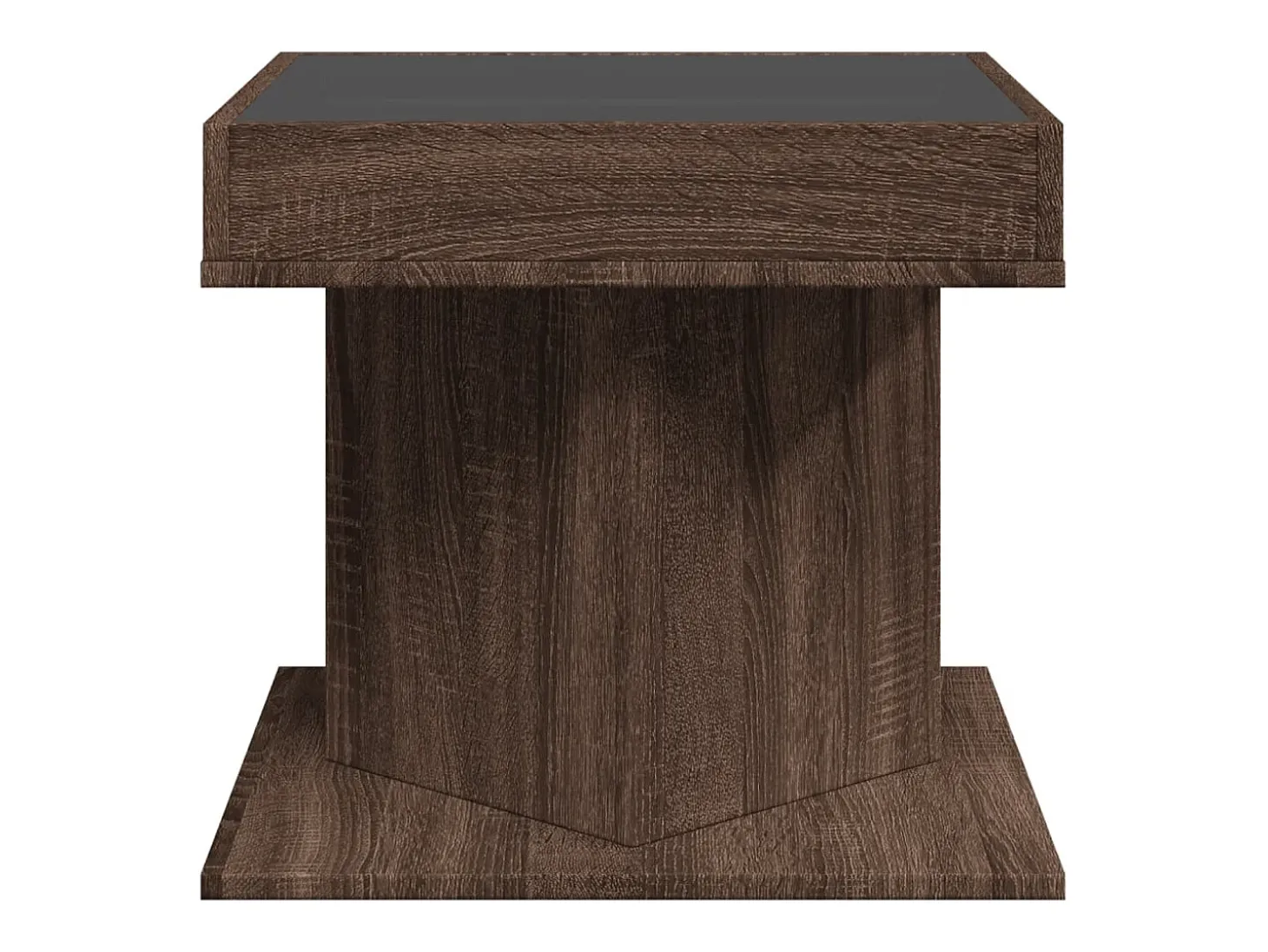 Mesa de centro y LED madera ingeniería marrón roble 50x50x45 cm