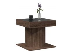 Mesa de centro y LED madera ingeniería marrón roble 50x50x45 cm