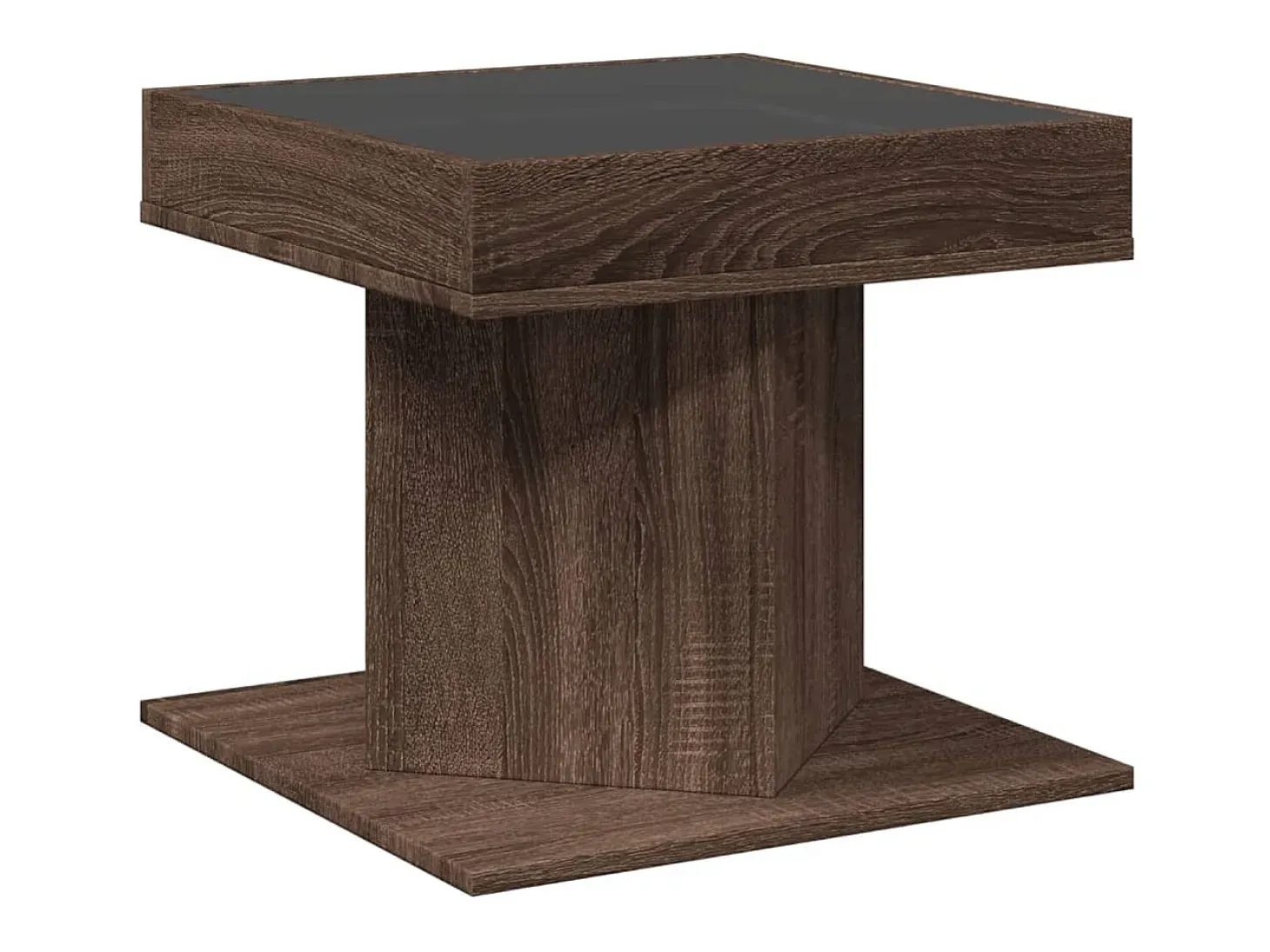 Mesa de centro y LED madera ingeniería marrón roble 50x50x45 cm