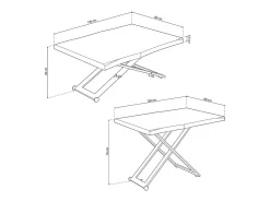 Mesa de centro Zoe elevable con tapa irregular roble Nordish/blanco 49-76x120x80 cm Adec