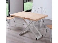 Mesa de centro Zoe elevable con tapa irregular roble Nordish/blanco 49-76x120x80 cm Adec