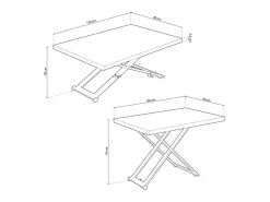 Mesa de centro Zoe elevable con tapa regular roble Nordish/blanco 49-76x120x80 cm Adec